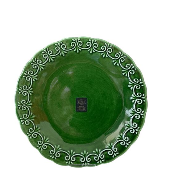 Maioliche Jessica Made in Italy Christmas Dinner Plates 11" Set 4 Holiday Green - Picture 10 of 12